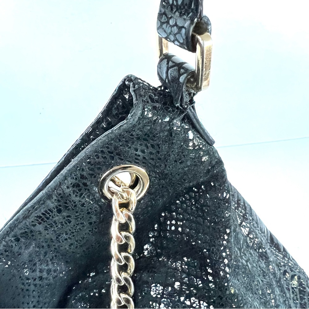 ♦️SOLD♦️MICHAEL KORS Jet Black Snake Python Embossed Patent Leather Shoulder Bag - Picture 13 of 15
